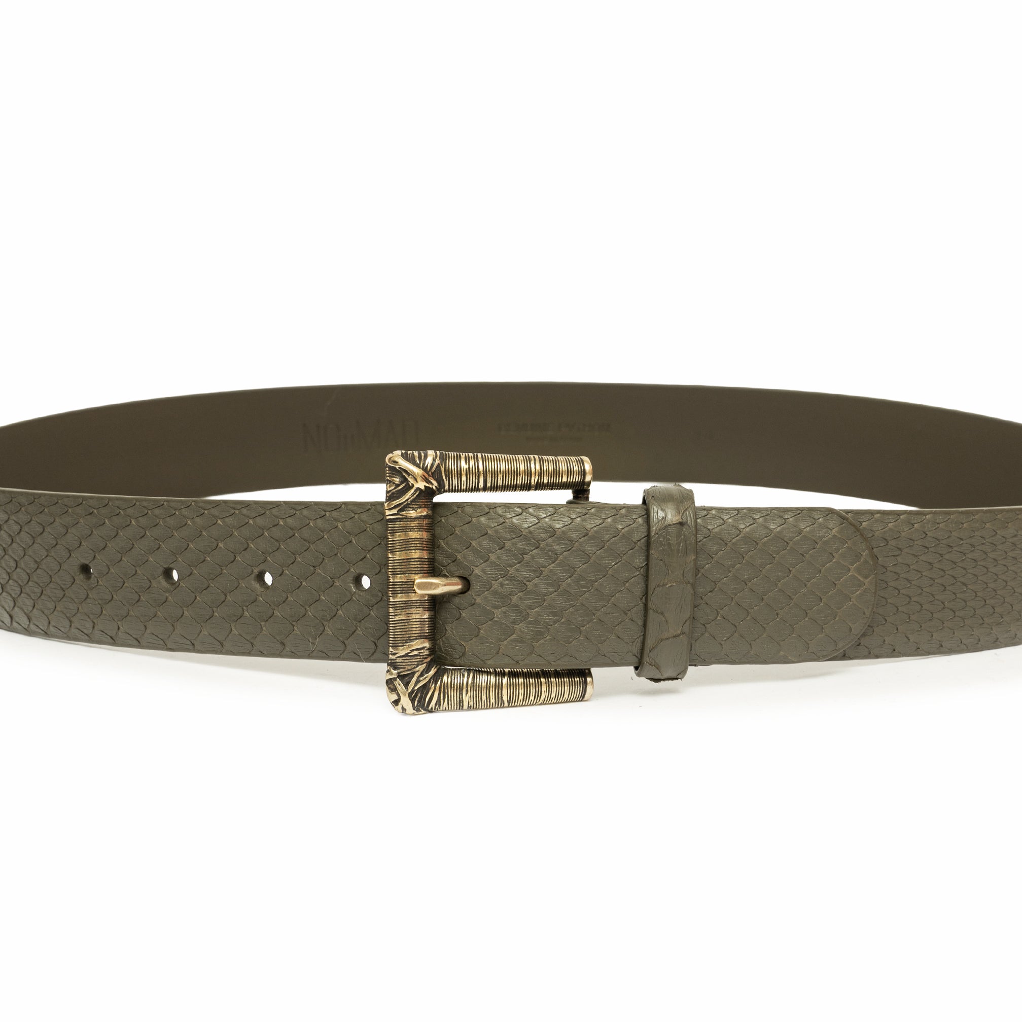 KHAKI BELT WITH GOLD THREADS 4CM