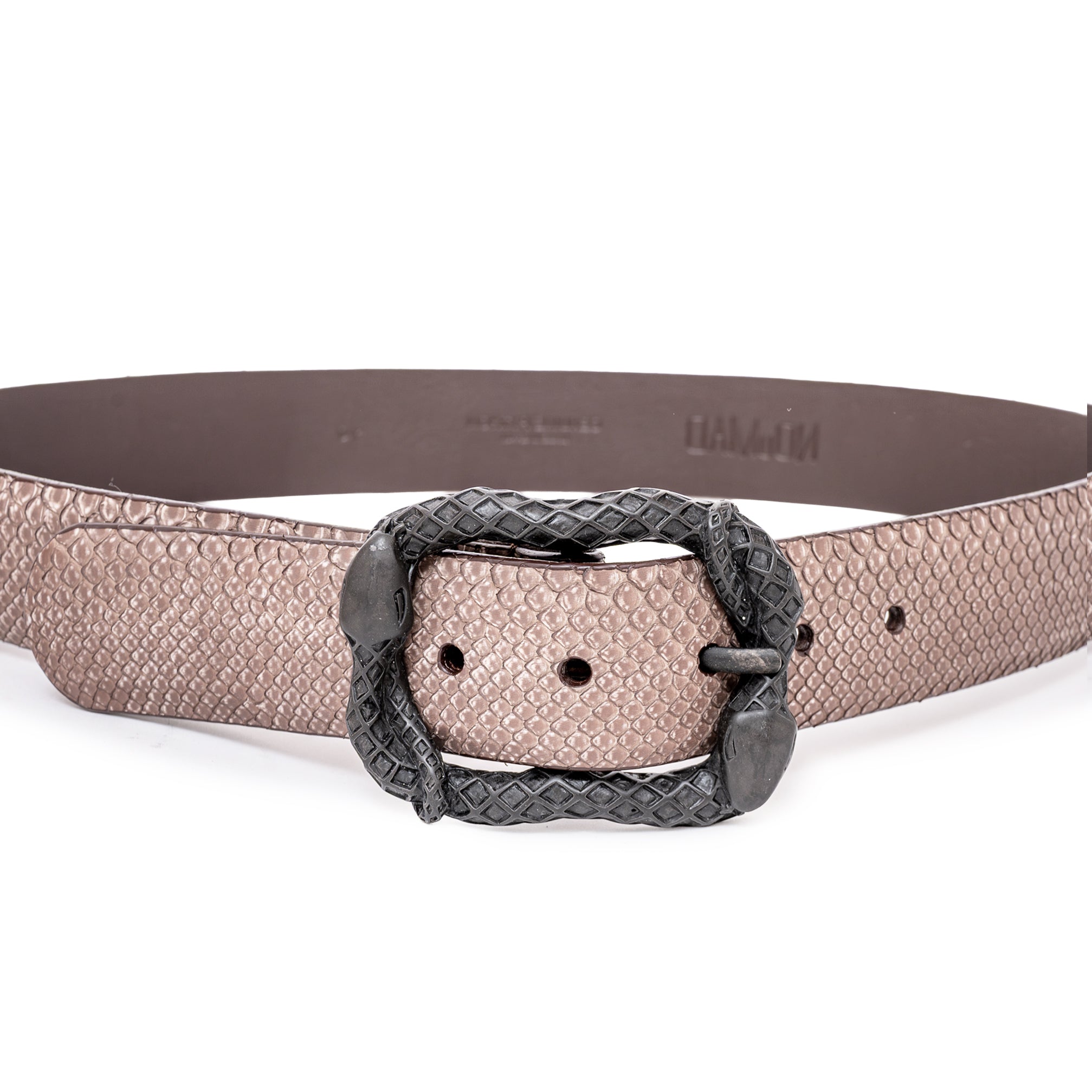 CINTURÓN MARRÓN STONE RECTANGULAR NEGRA 4CM