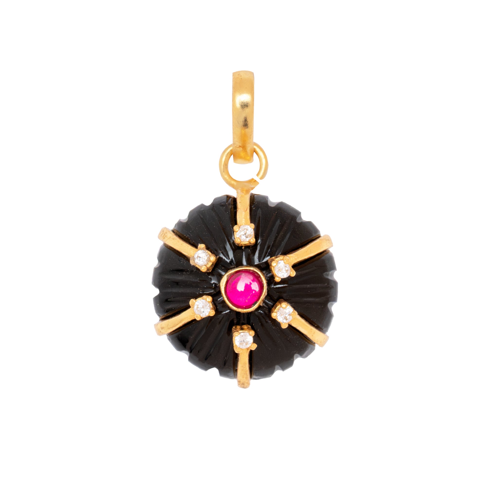 COLGANTE FLOR NEGRA CIRCONITAS 18MM