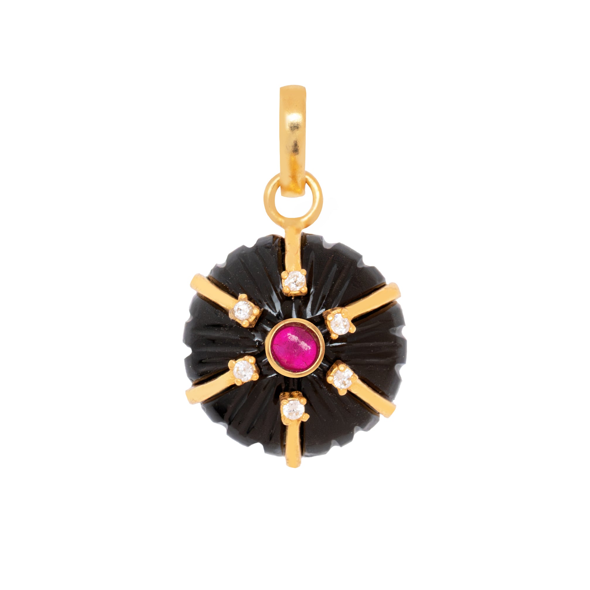 COLGANTE FLOR NEGRA CIRCONITAS 18MM