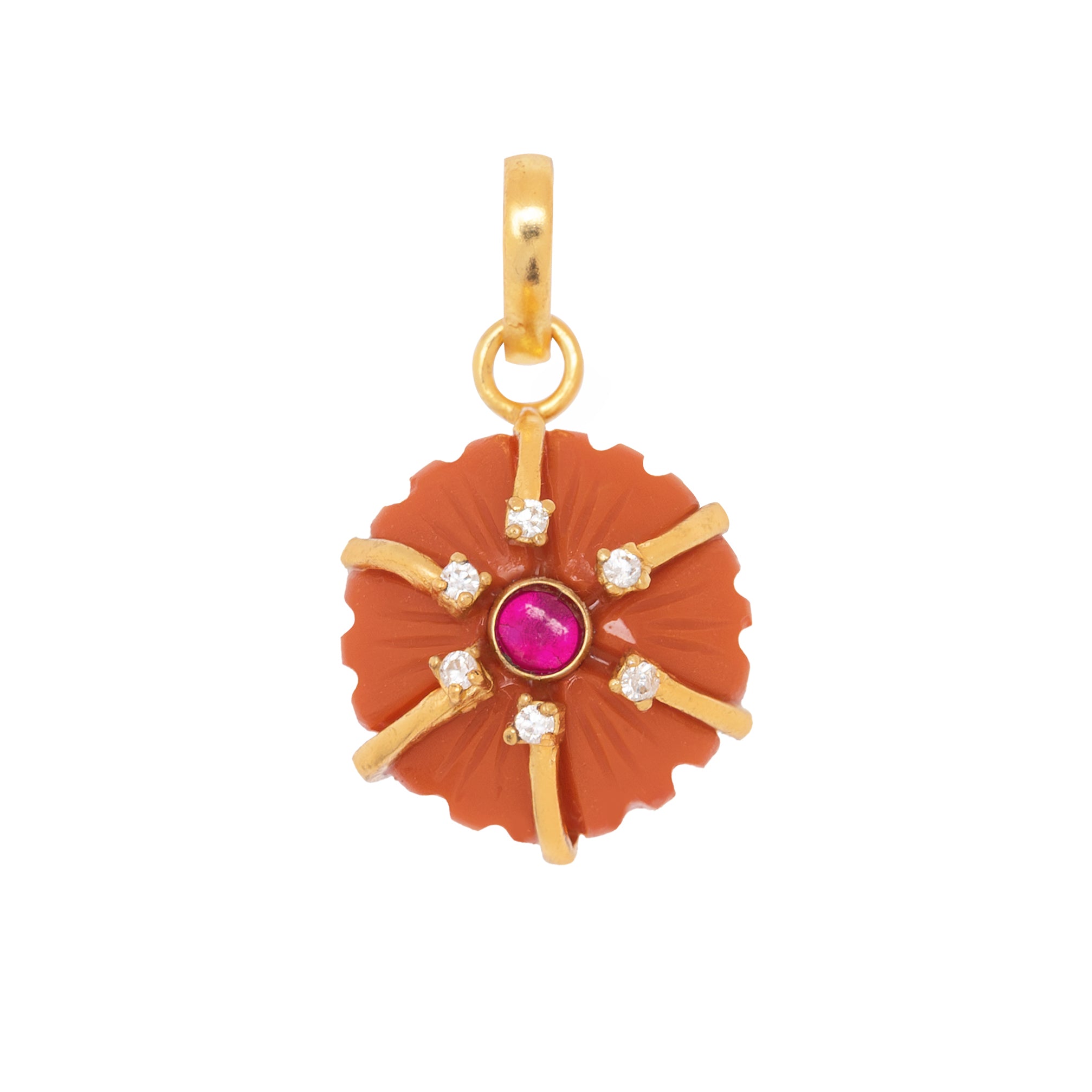 COLGANTE FLOR NARANJA CIRCONITAS 18MM