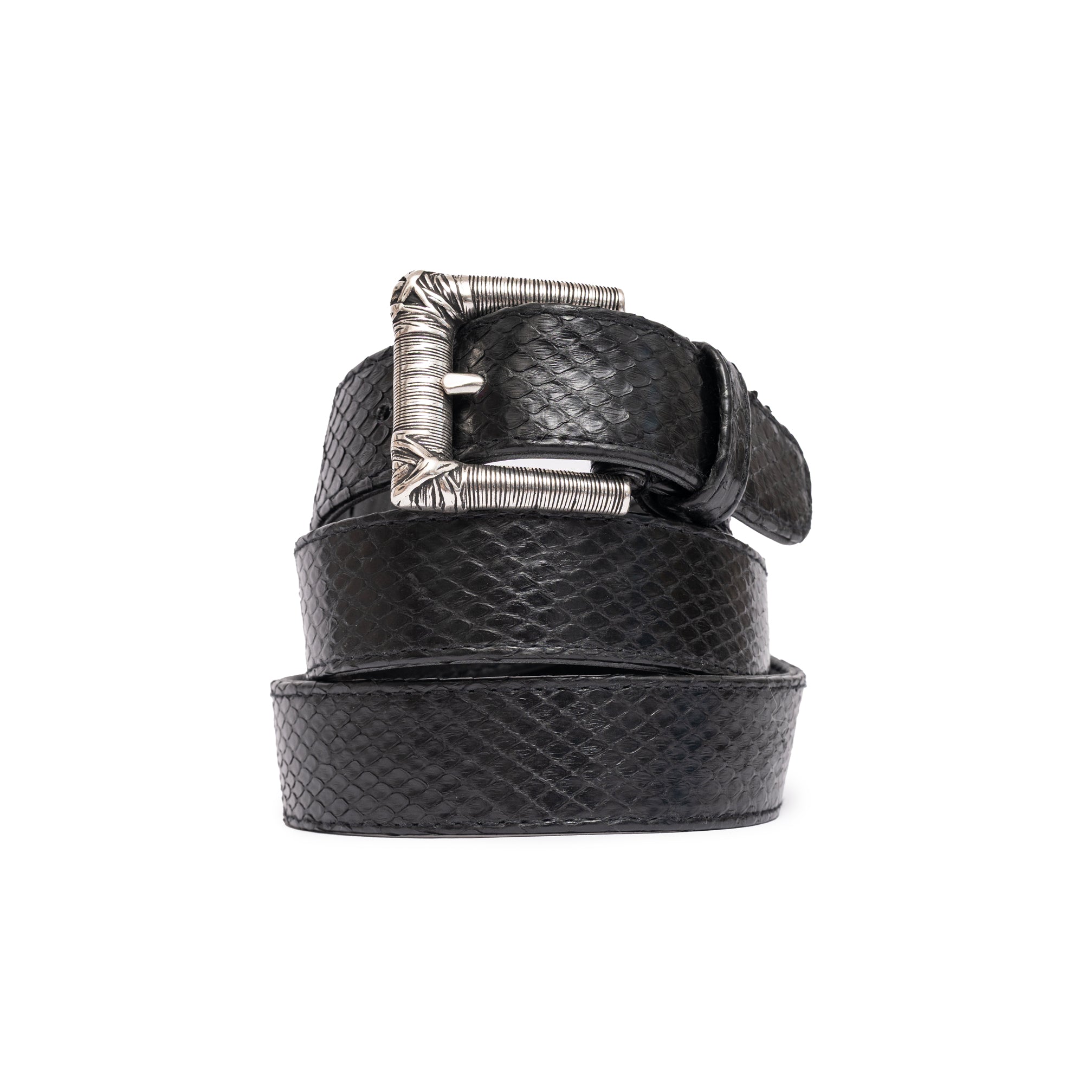 CINTURÓN NEGRO HILOS PLATA 3CM