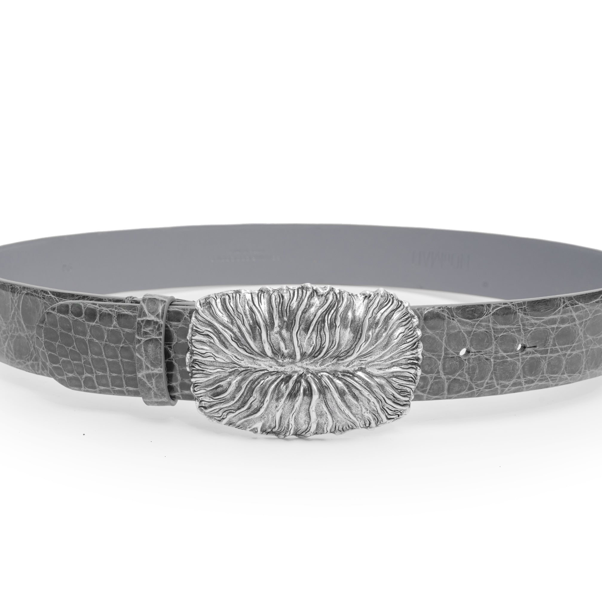 CINTURÓN DE COCODRILO GRIS