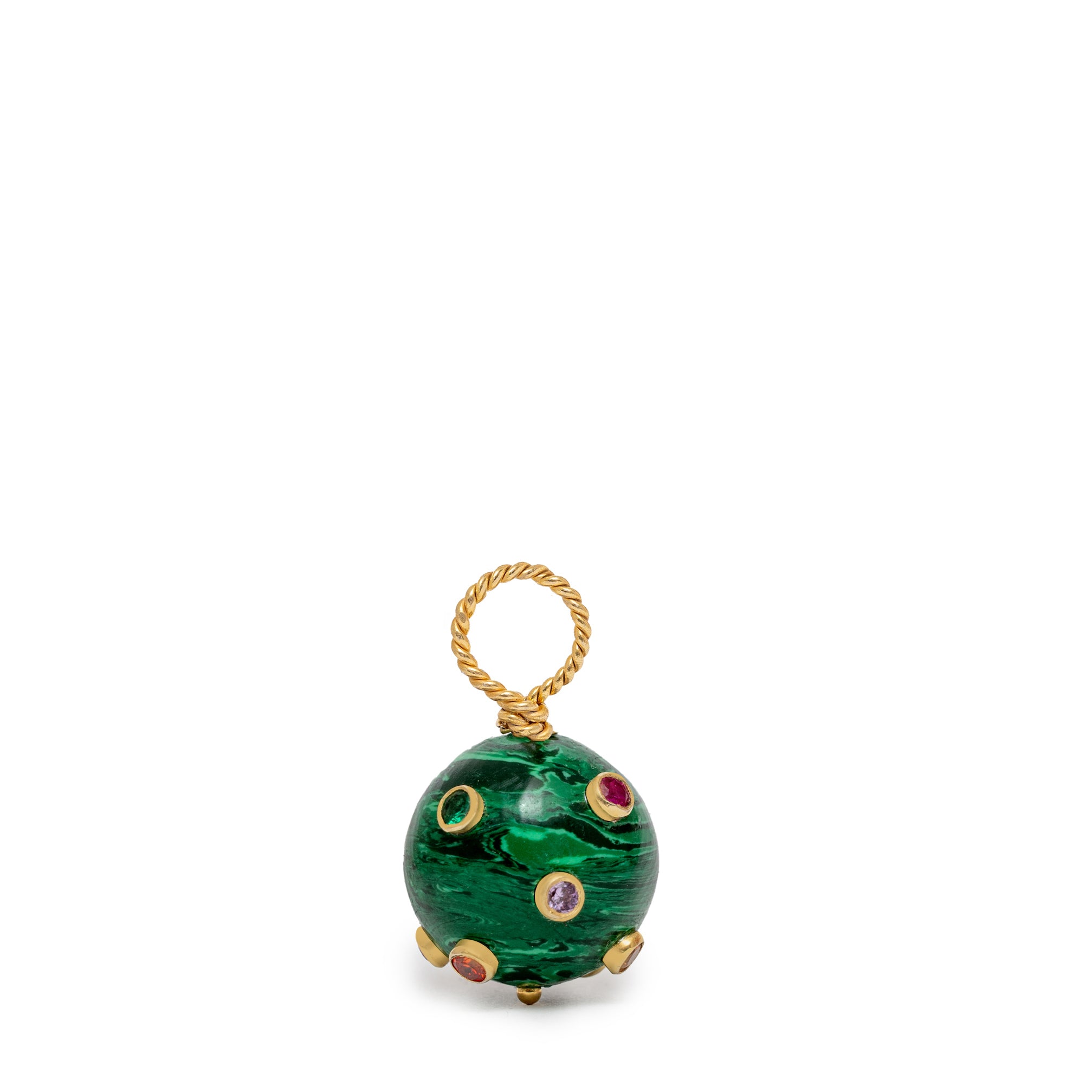 GREEN STONE BALL PENDANT 15MM