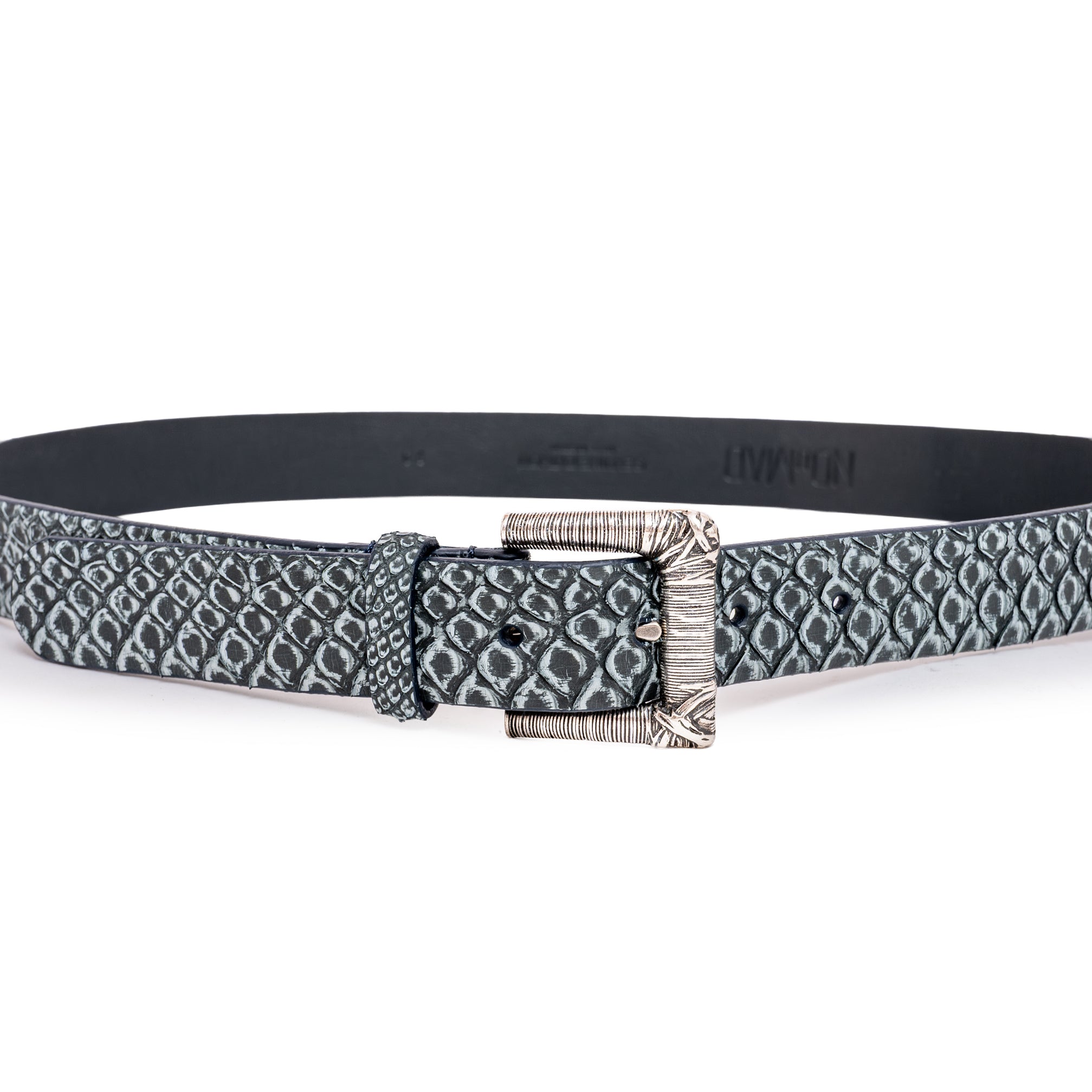 CINTURÓN GRIS STONE HILOS PLATA 3CM