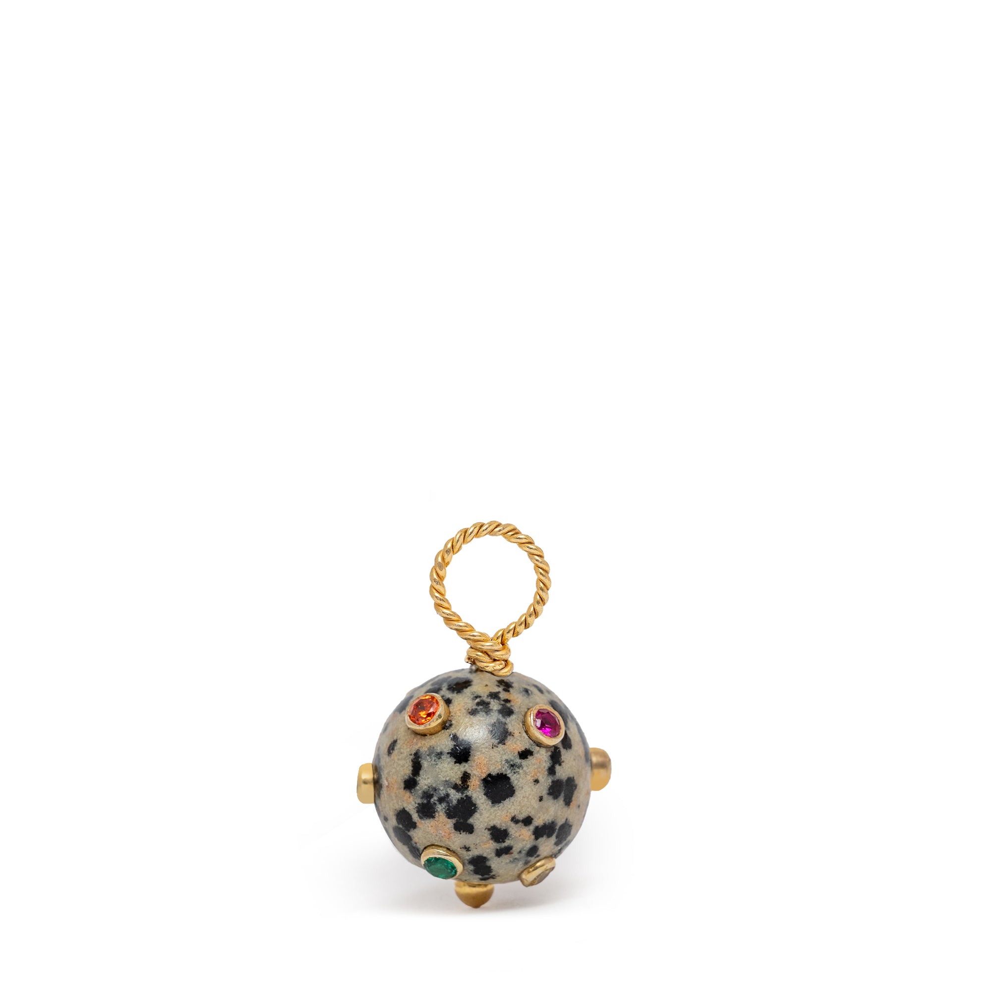 WHITE STONE BALL PENDANT 15MM