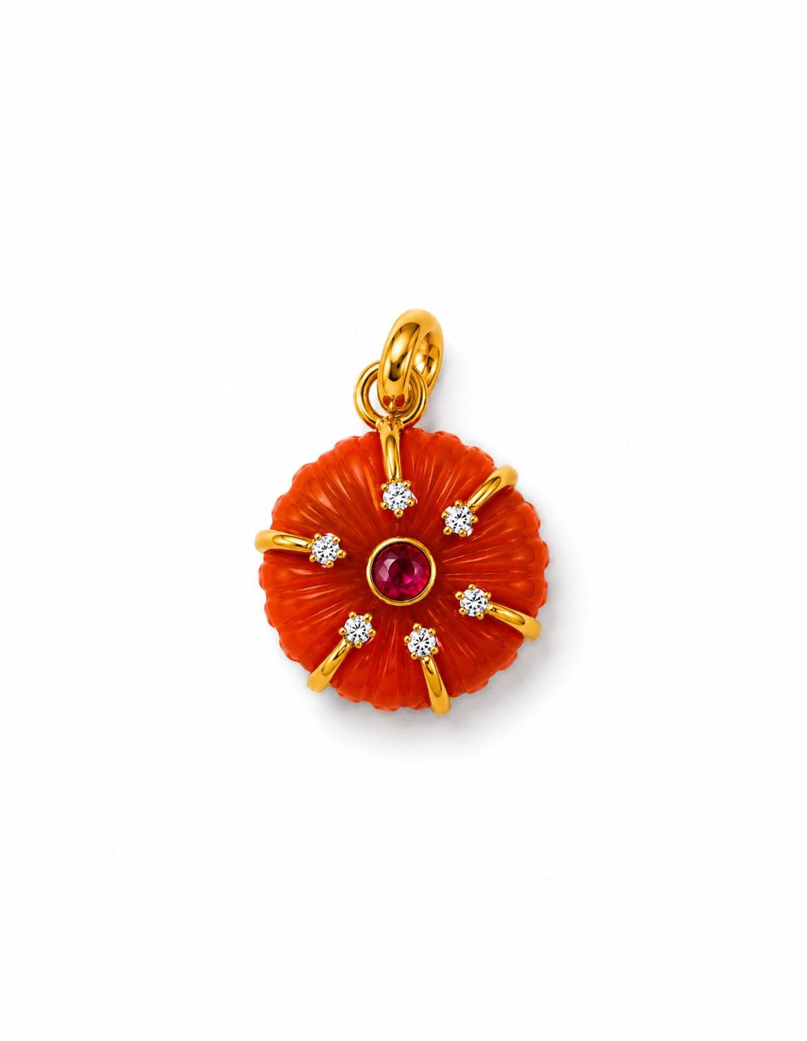 COLGANTE FLOR NARANJA CIRCONITAS 18MM