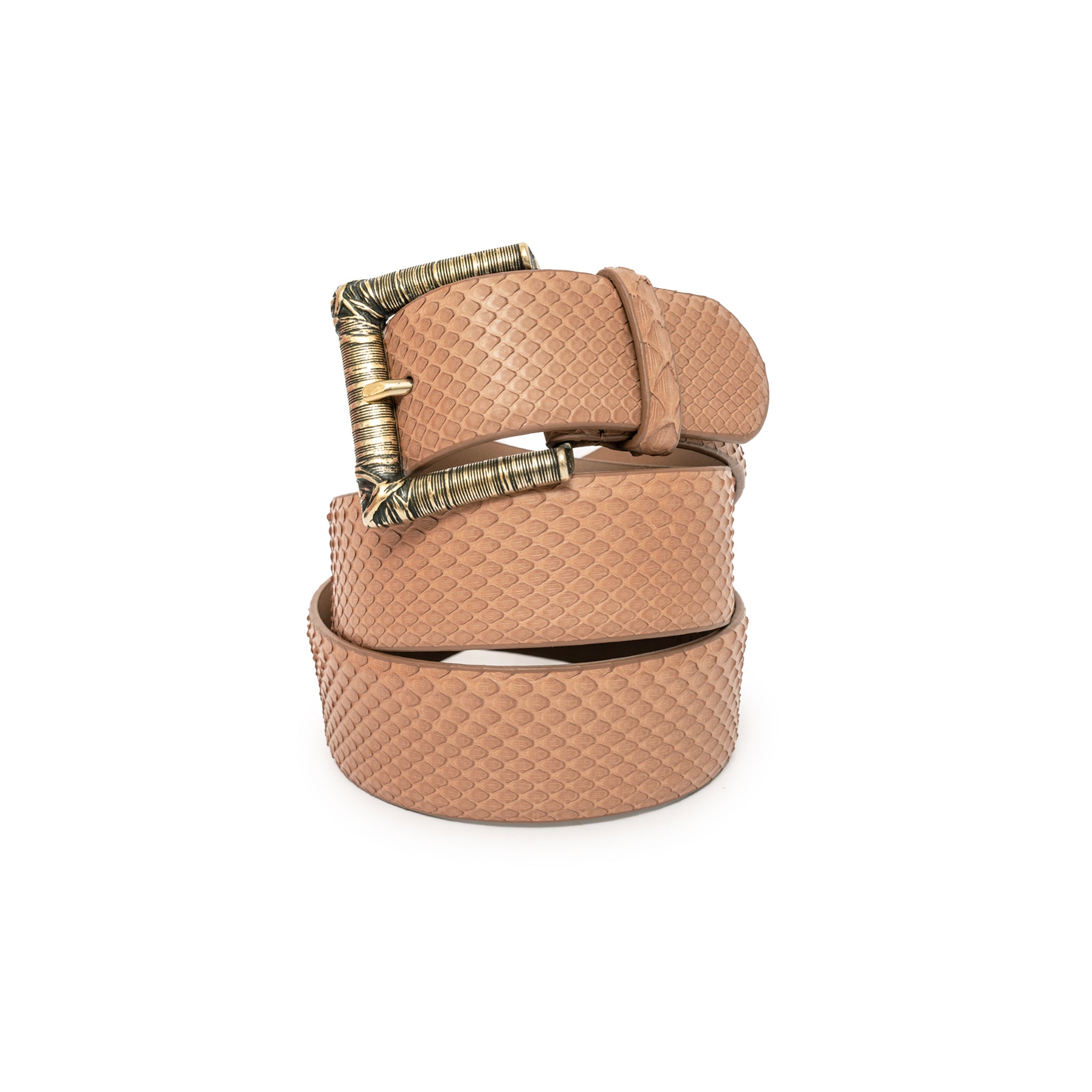 CINTURÓN CAMEL HILOS DORADO 4CM