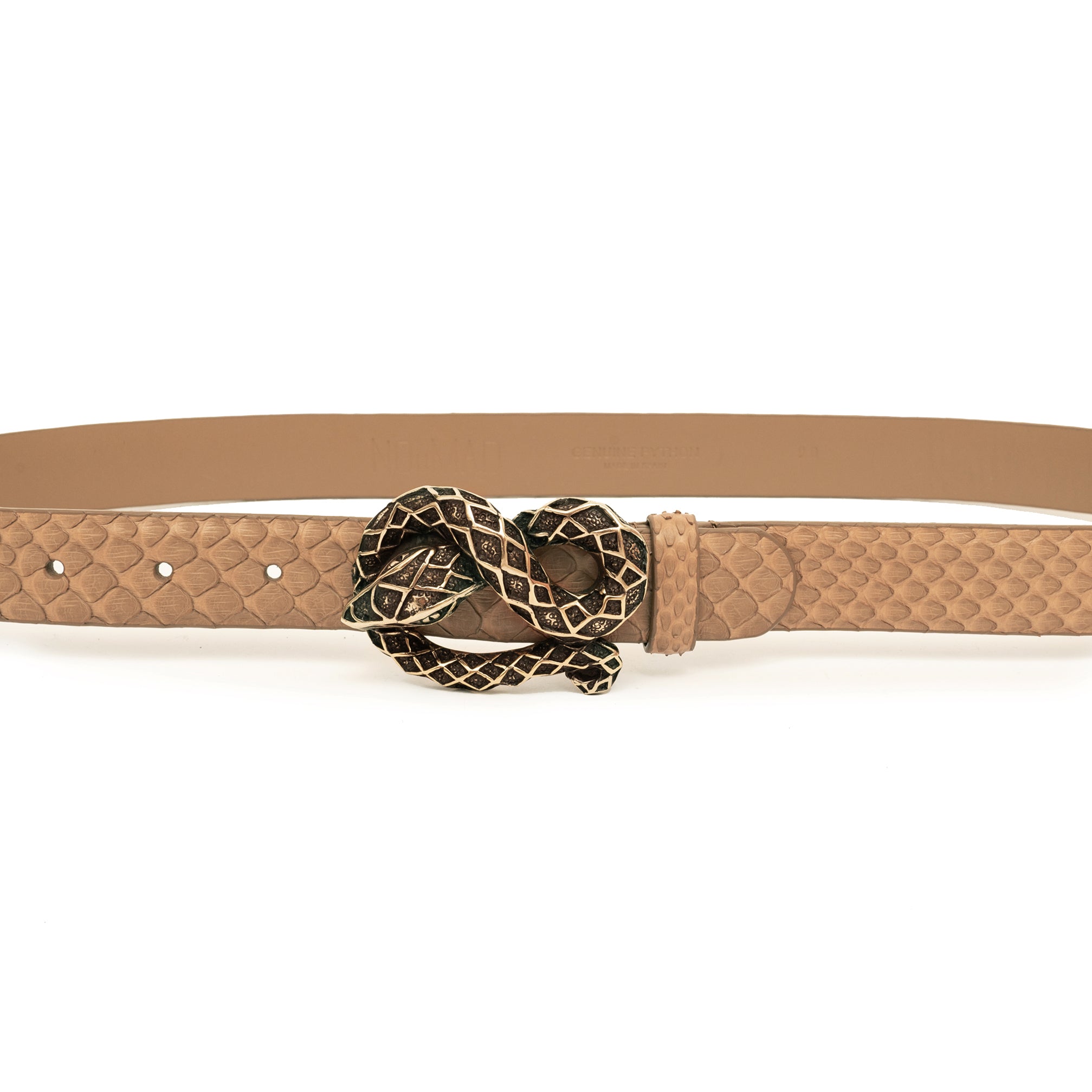 CINTURÓN CAMEL SERPIENTE DORADA 3CM