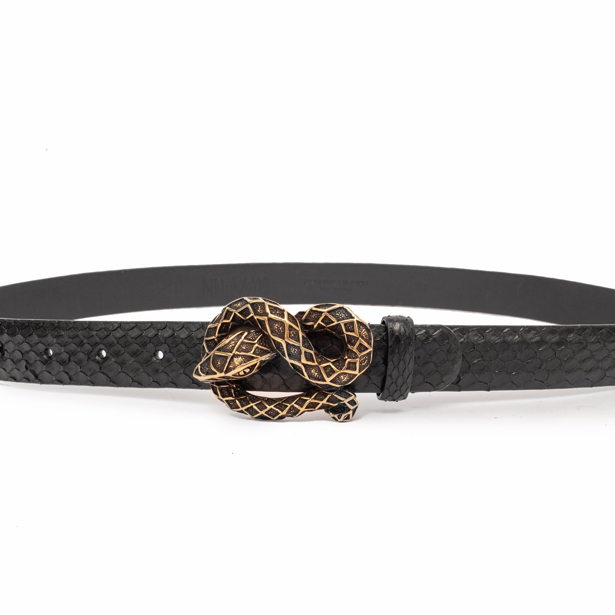 CINTURÓN NEGRO SERPIENTE DORADA 3CM