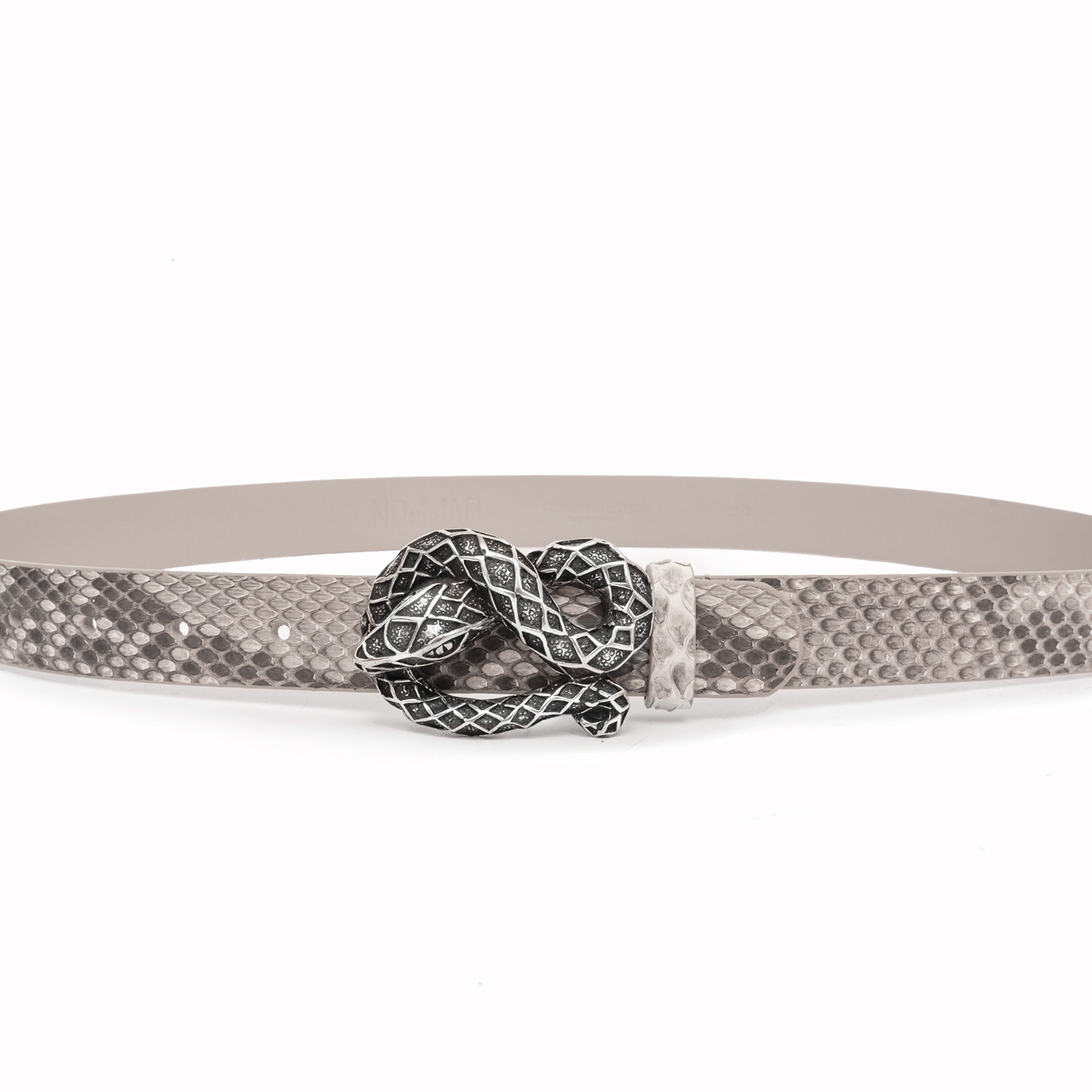 CINTURÓN NATURAL SERPIENTE PLATA 3CM