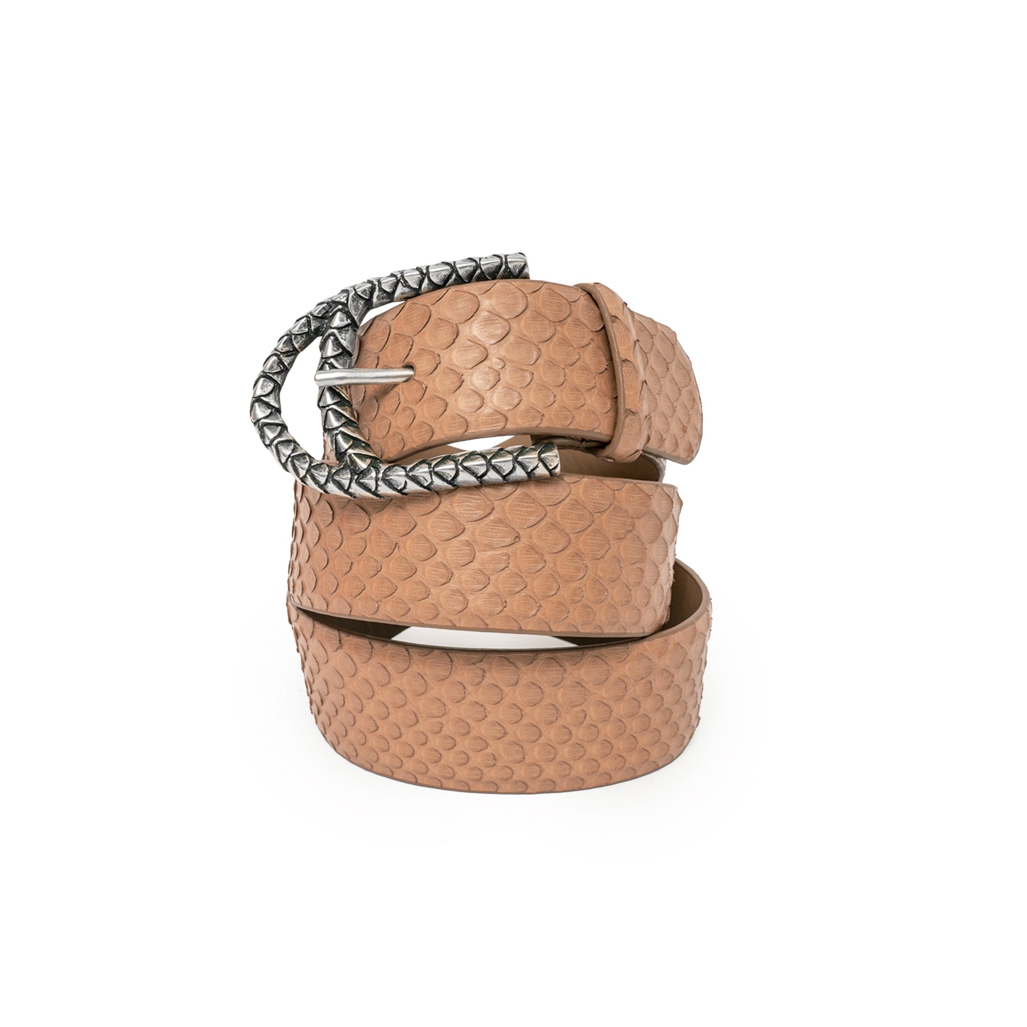 CINTURÓN CAMEL BÁSICA PLATA 4CM