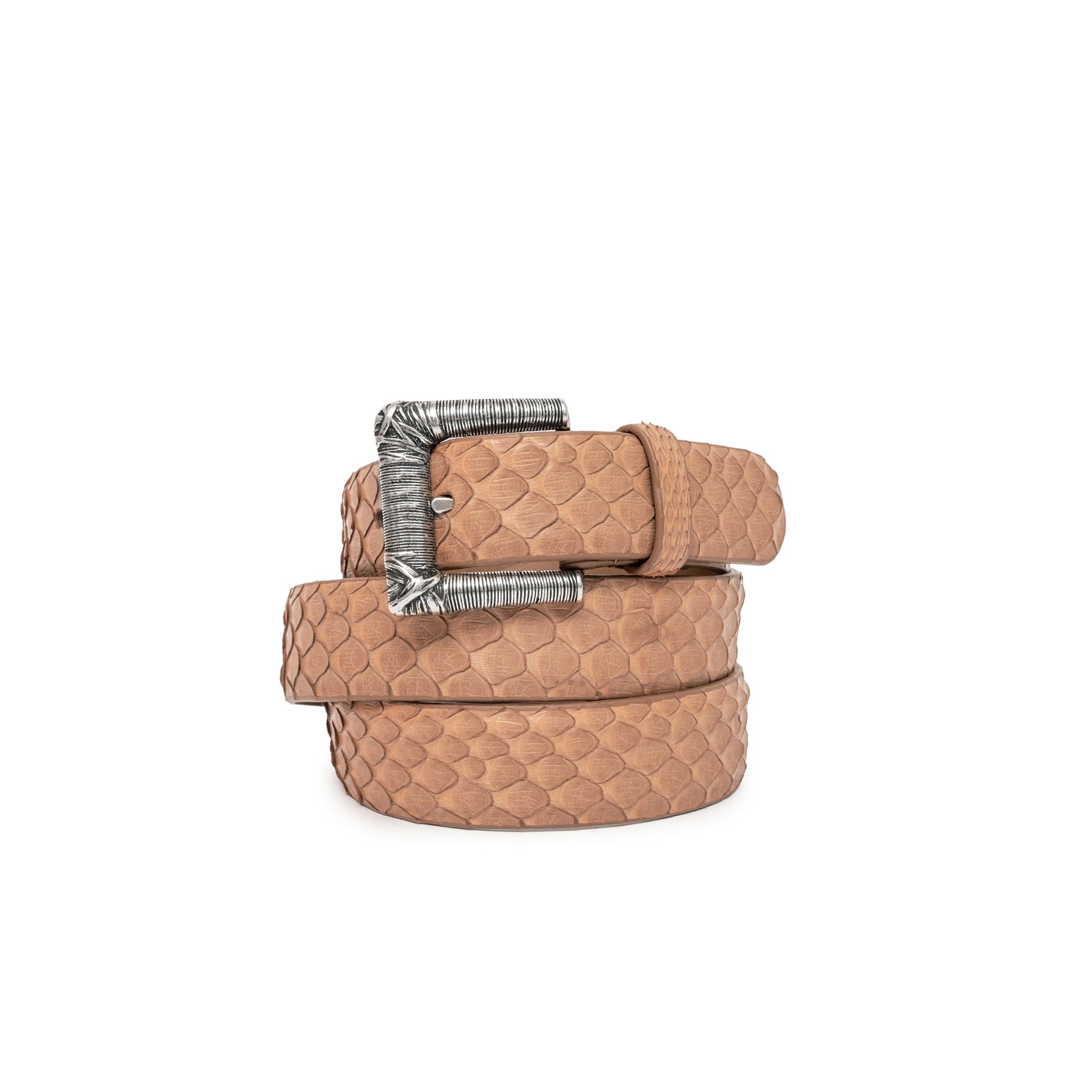 CINTURÓN CAMEL HILOS PLATA 3CM