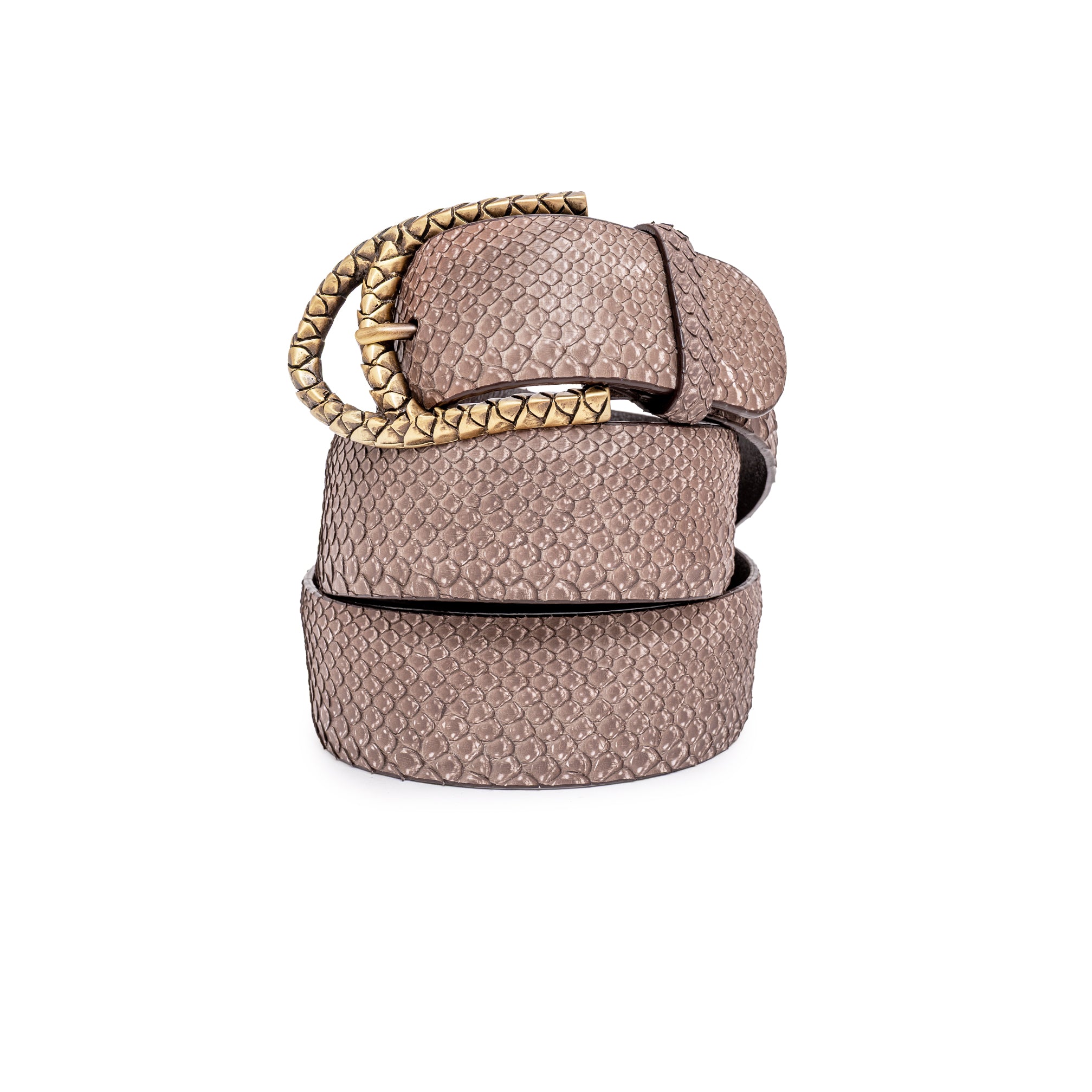 CINTURÓN MARRÓN STONE BÁSICA DORADA 4CM