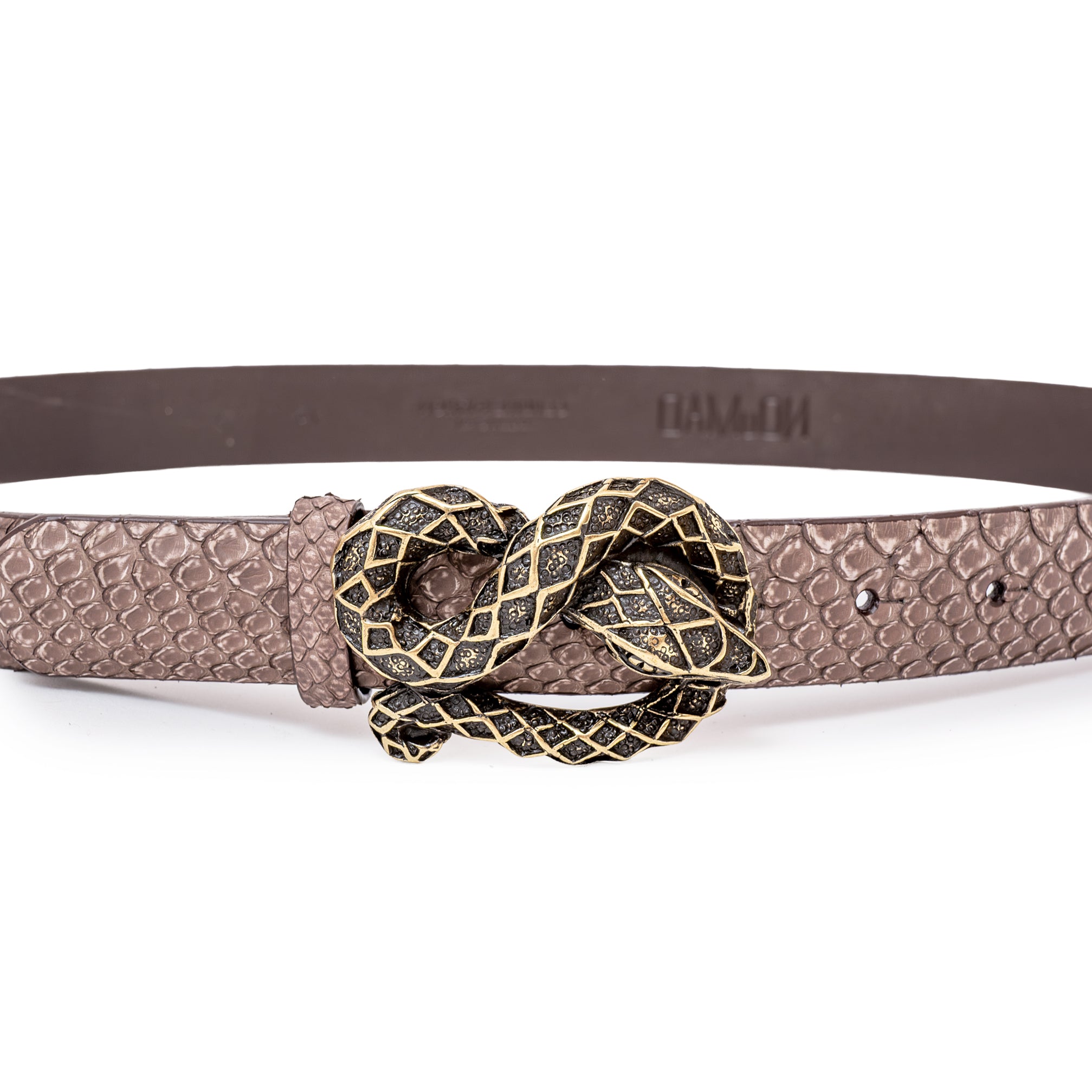 CINTURÓN MARRÓN STONE SERPIENTE DORADA 3CM