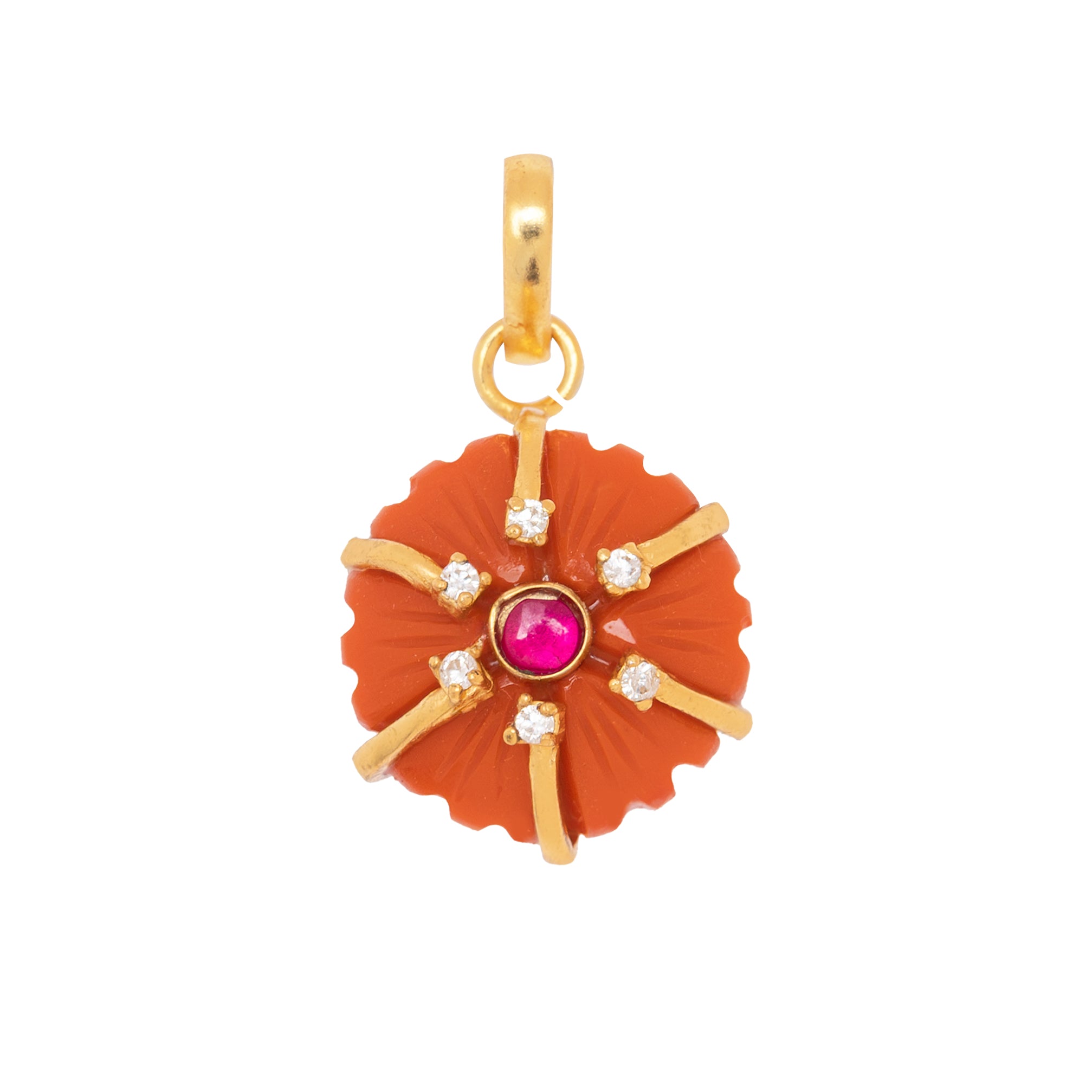 COLGANTE FLOR NARANJA CIRCONITAS 18MM