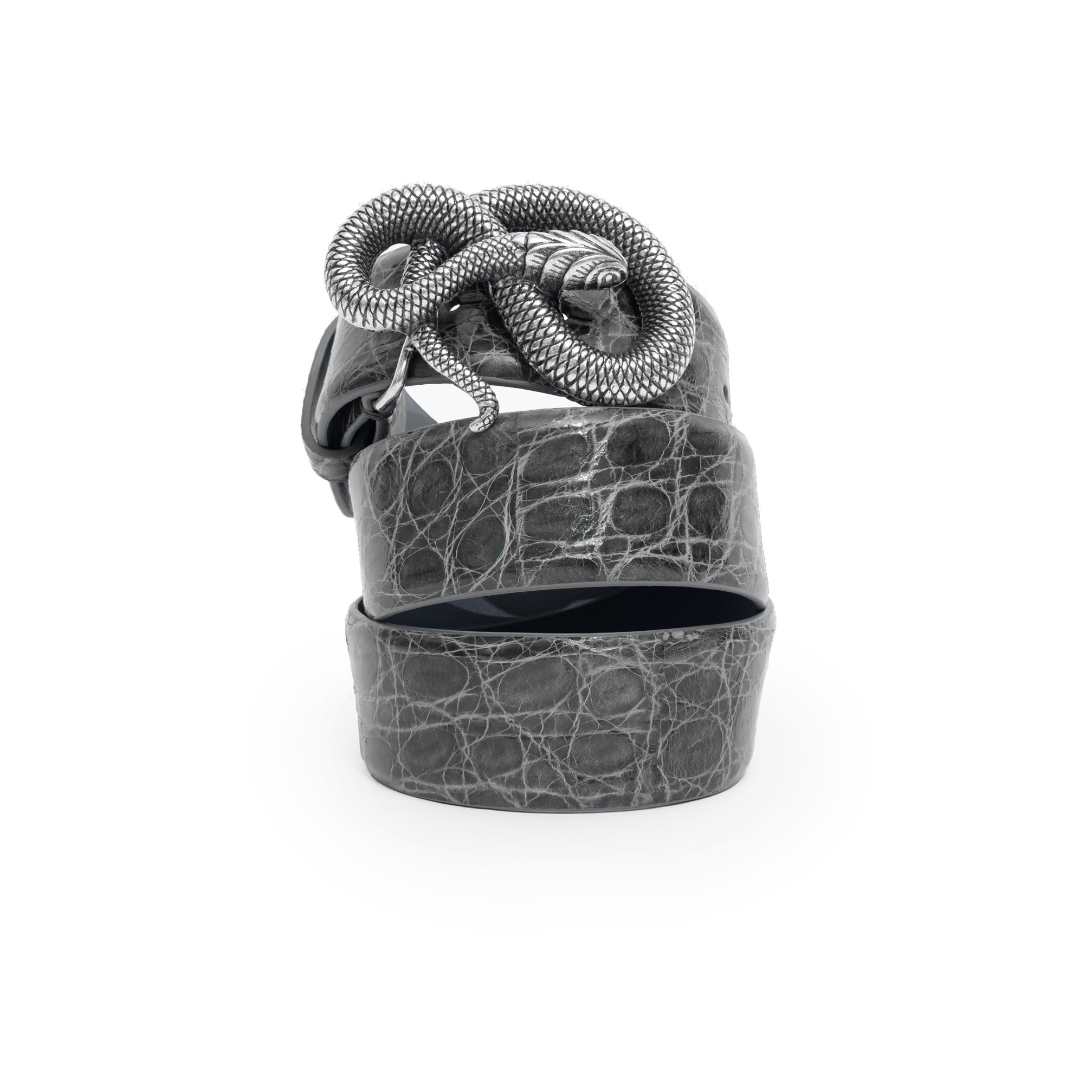 CINTURÓN DE COCODRILO GRIS
