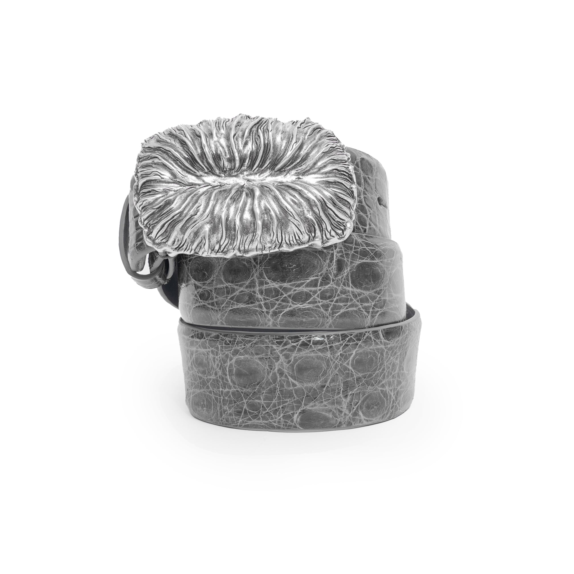 CINTURÓN DE COCODRILO GRIS