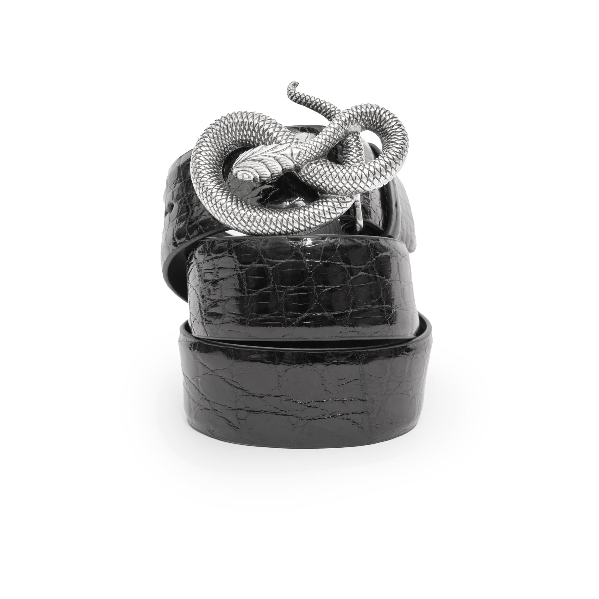 CINTURÓN DE COCODRILO NEGRO