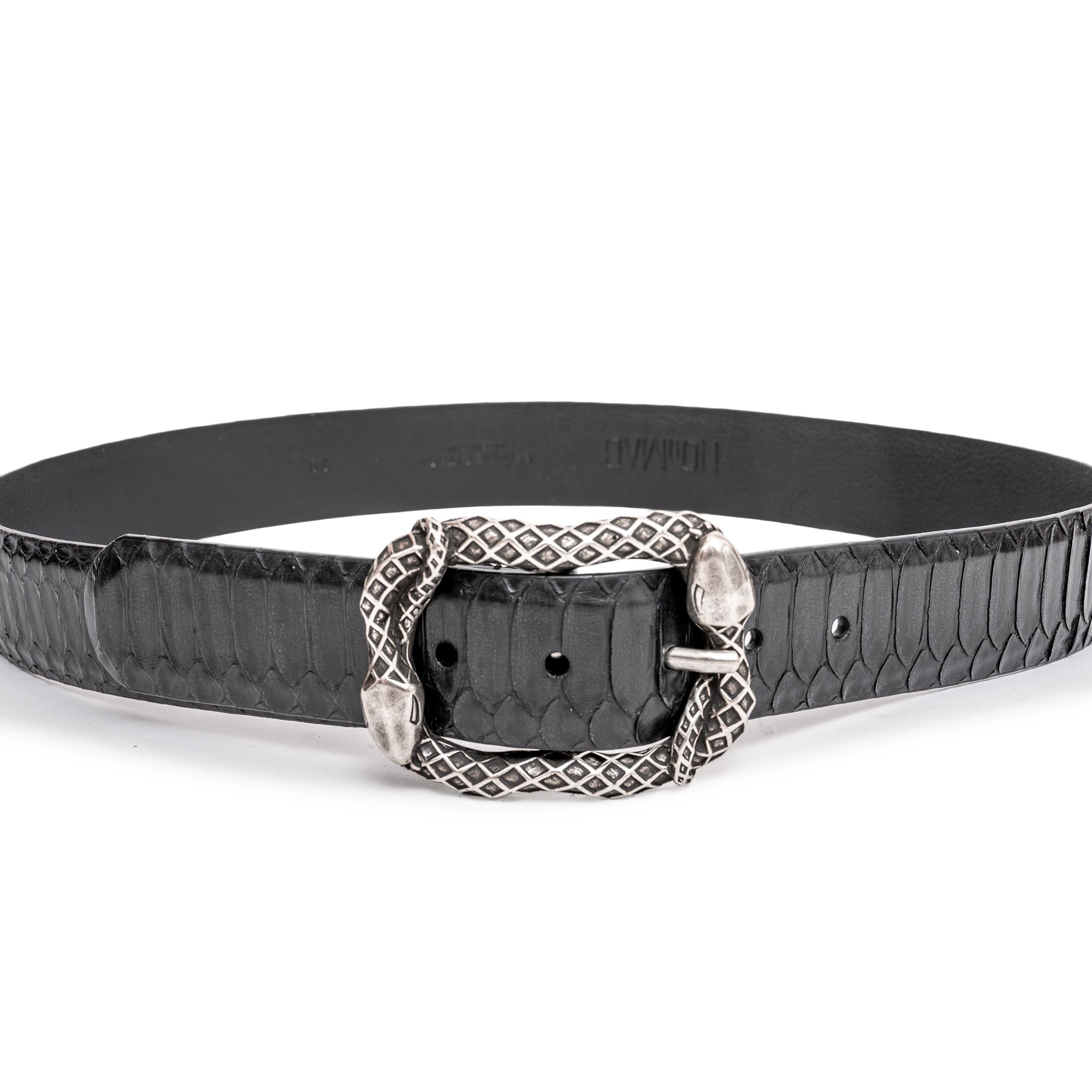BLACK RECTANGULAR SILVER BELT 4CM