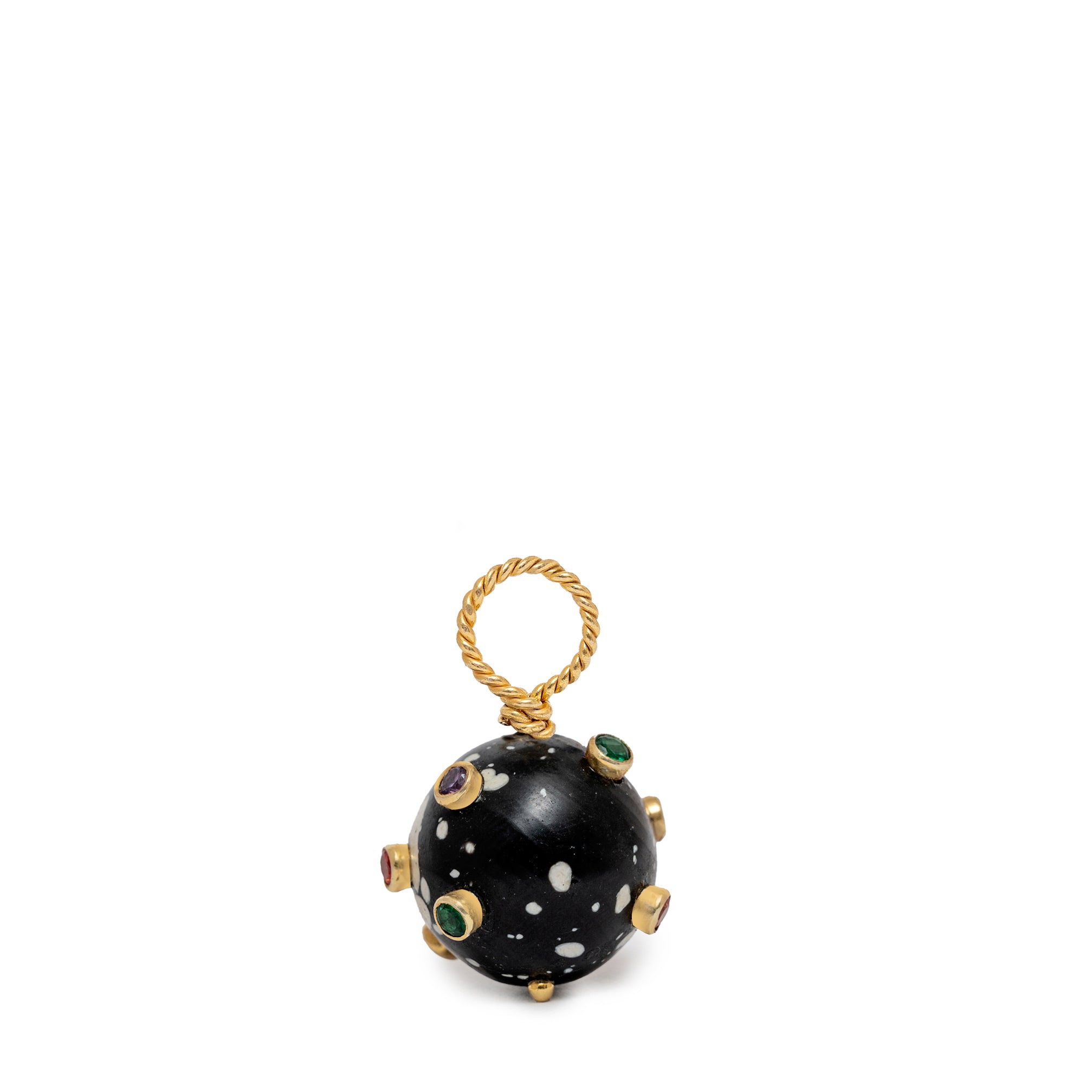 BLACK STONE BALL PENDANT 15MM