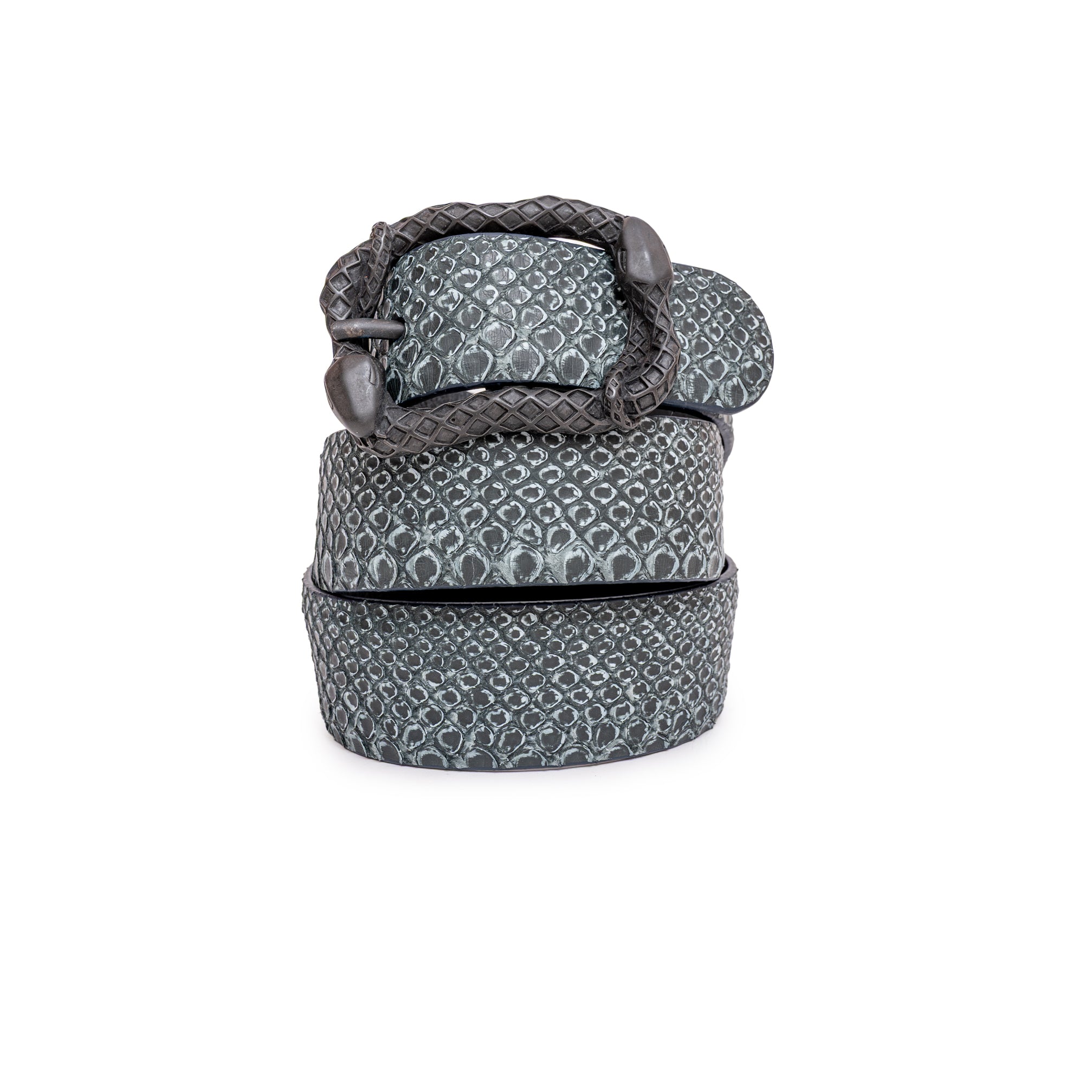 CINTURÓN GRIS STONE RECTANGULAR NEGRA 4CM