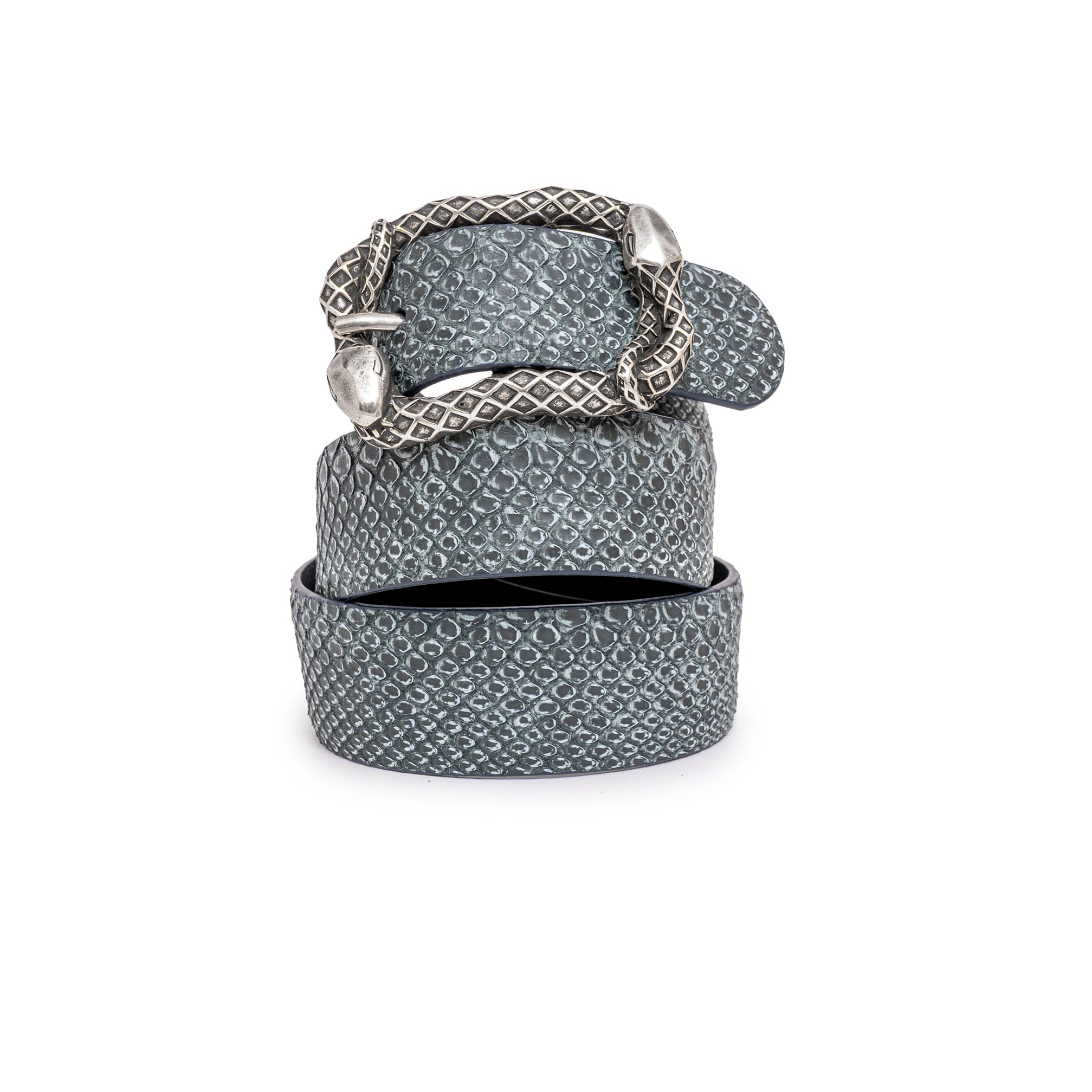 NATURAL RECTANGULAR BELT SILVER 4CM