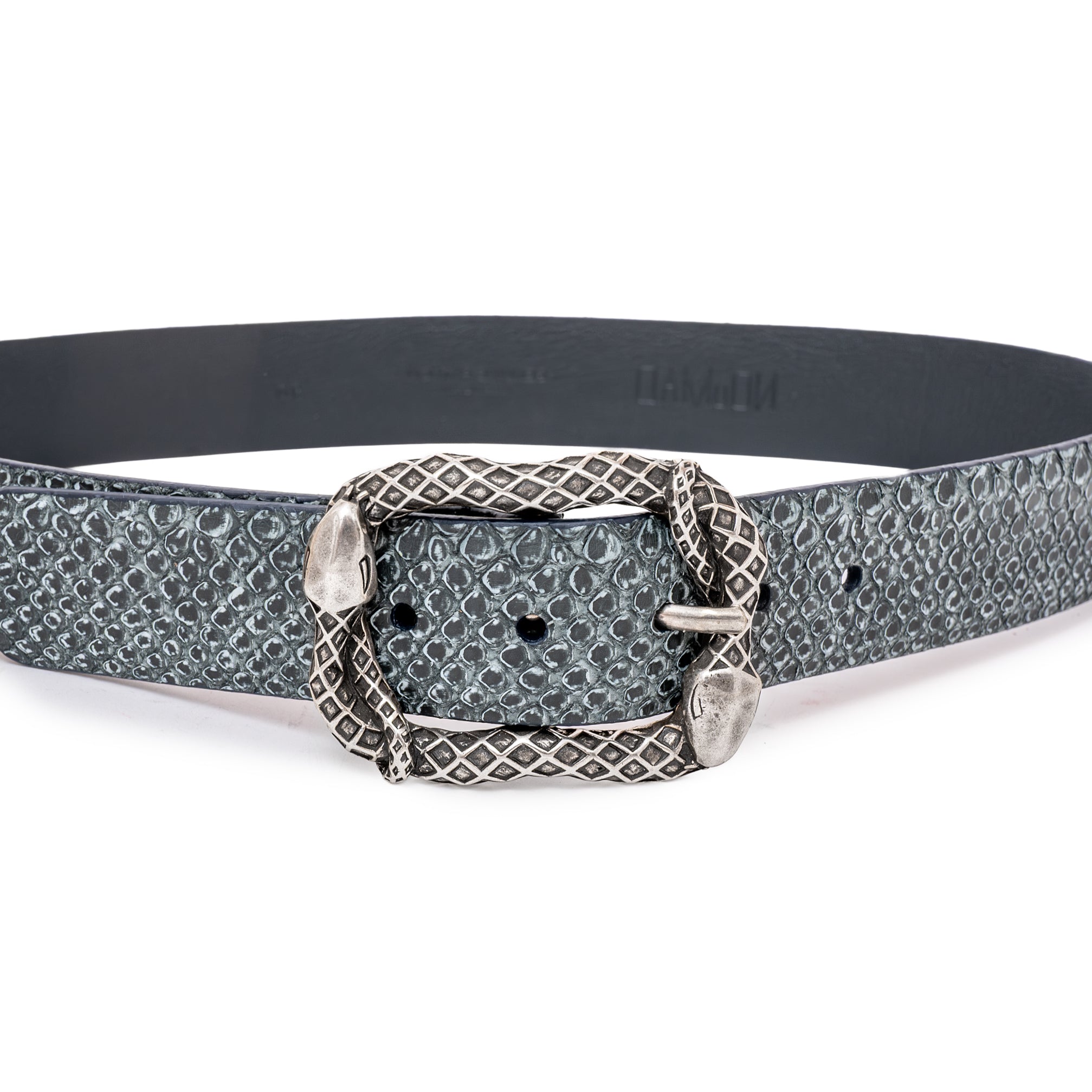 NATURAL RECTANGULAR BELT SILVER 4CM